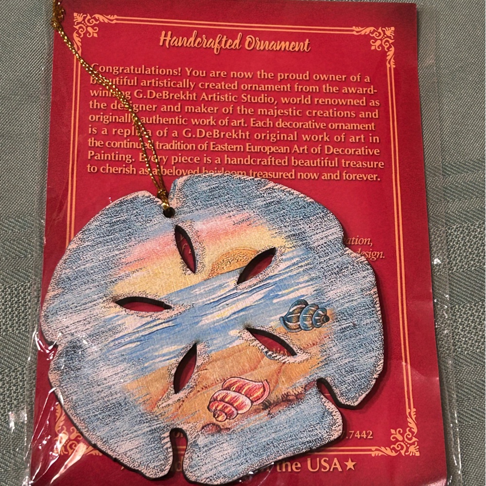Brand New G. Debrah Coastal Wooden Ornament- Sand Dollar